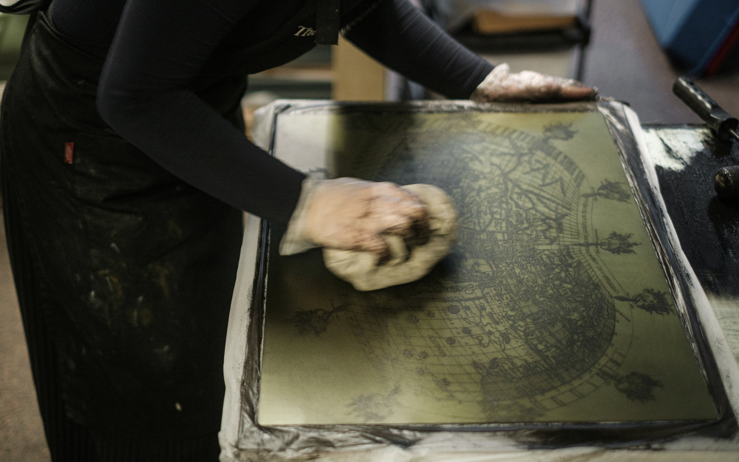 Hand coloured intaglio print of Francesco Berlinghieri's World Map, 1482