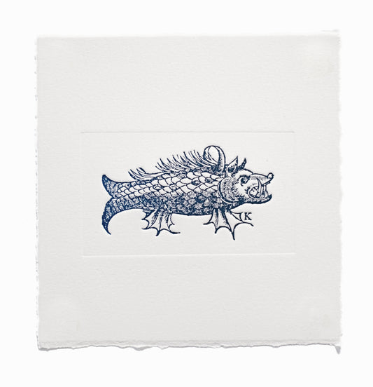 Mini Monster Print (Ombre Indigo)